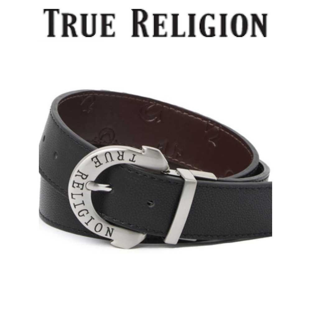 True Religion Horseshoe Logo Reversible Belt